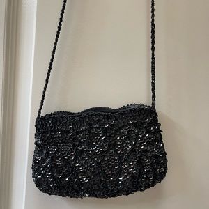 Pretty Black Sequin Purse/vintage/ sparkles!
